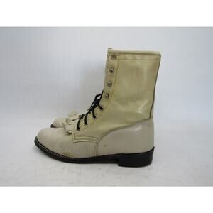 Texas Brand Womens Size 8 M Cream Leather Cowboy Western Boots